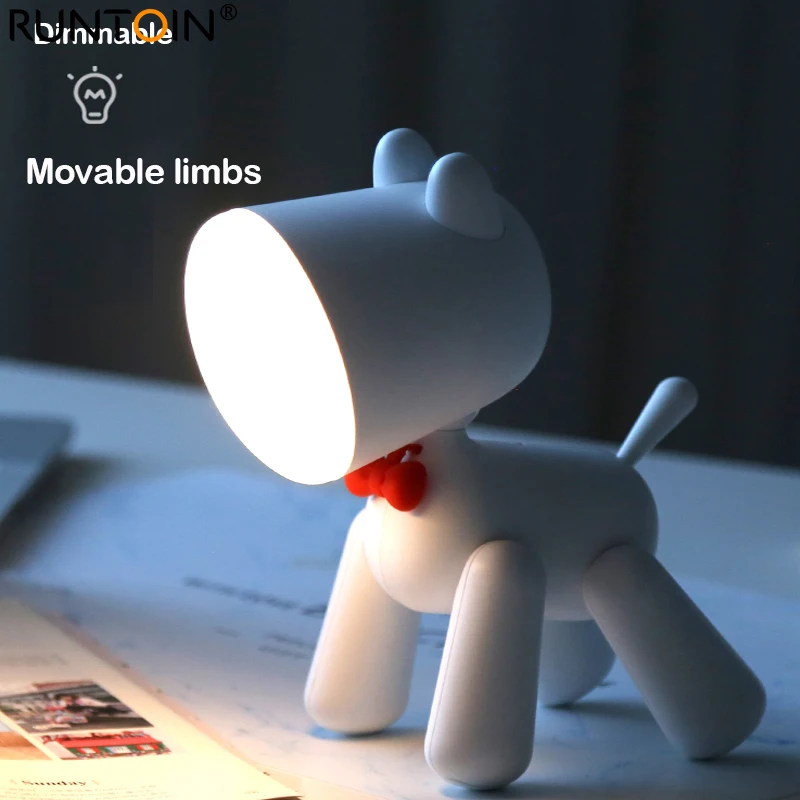 LED Night Light Cute Puppy Book Reading Lamp USB Kids Child Table Light Baby Sleeping Bedside Desktop Lamp for Home Decoration