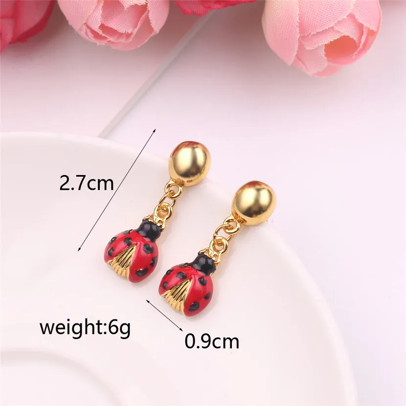 

Ladybug Hanging Earrings Red Earring For Women Punk Korean Fashion Jewelry 2020 E Girl New Year Gifts Gold Plated Cool Stuff