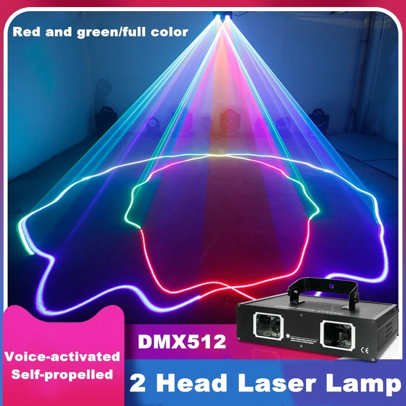 

2 Lens RGB Beam Laser Projector Light DMX512 Professional DJ Show Club Holiday Home Bar Stage Lighting For Christmas Sound Party