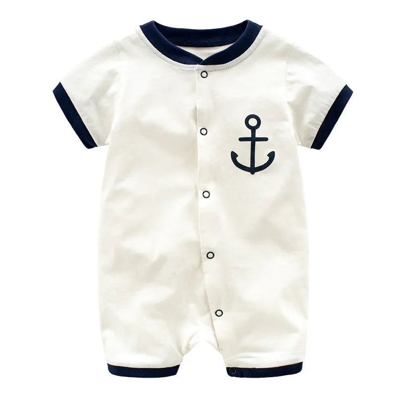 

newborn Baby clothes navy short-sleeved cotton baby rompers