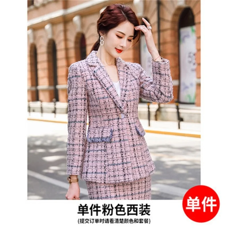 

Fashion celebrity suit net red chic casual suit women's autumn and winter new plaid jacket