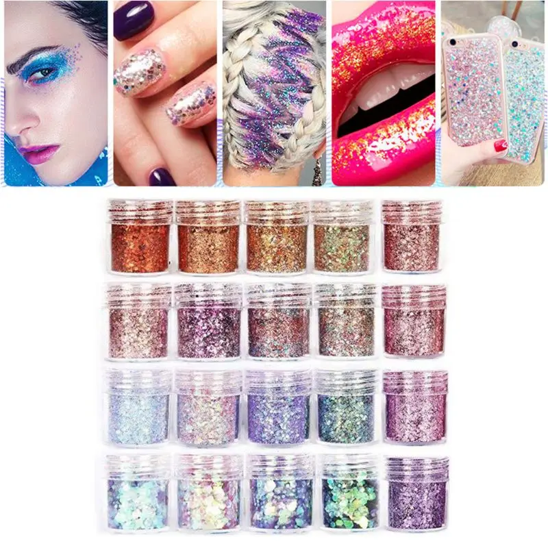 

20 Bottles Nail Art Sequins Shinning Filling Flash Glitter Powder UV Epoxy Resin Pigment Dust Manicure DIY Fingers Beauty Decor