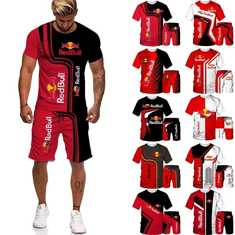 

2021 Summer Brand 3D Printed Men's T-shirt Shorts Set Men's Sportswear Tracksuit V-Neck Short Sleeve Men's Clothing Suit
