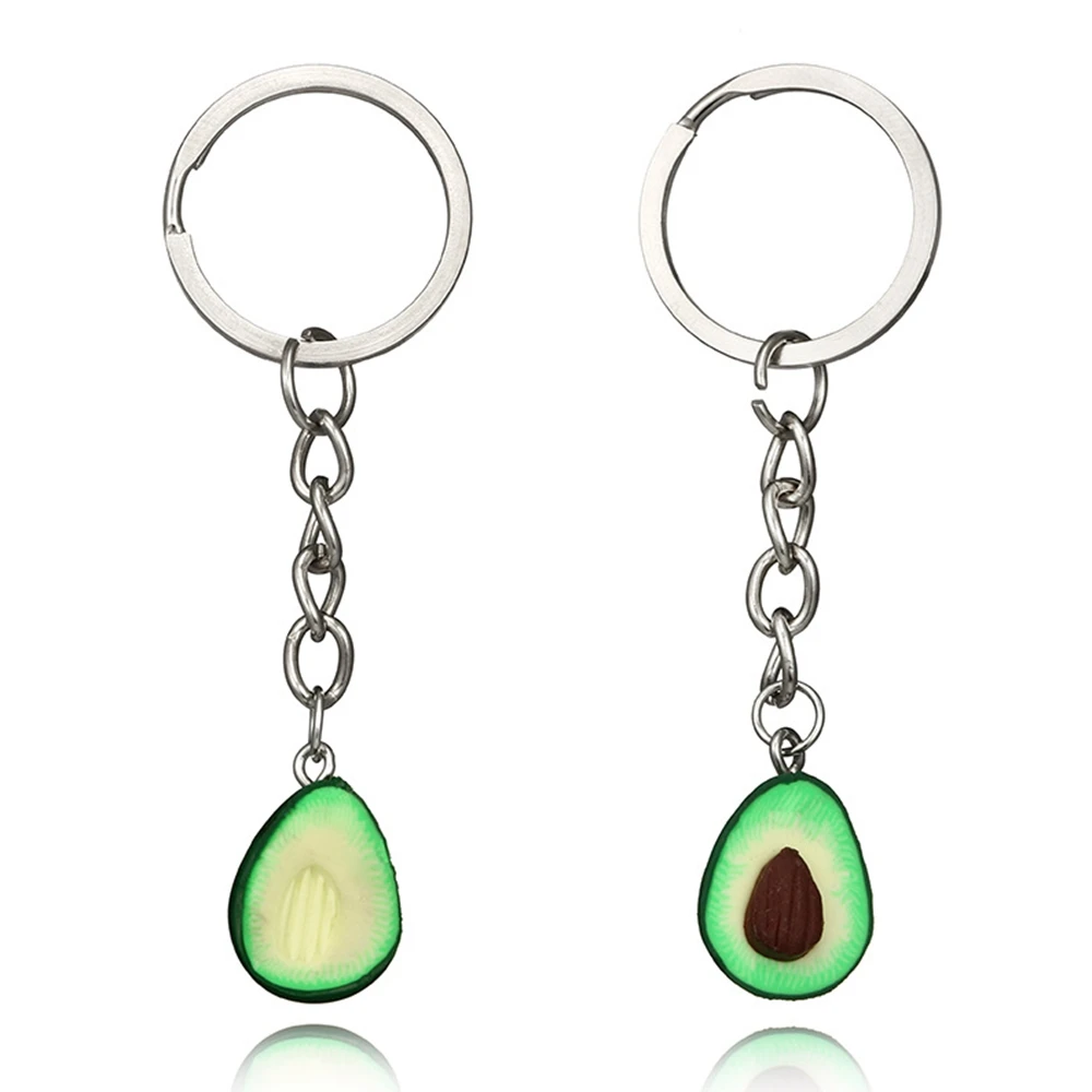 

Couples Fashion Jewelry Gift for Keyrings Best Friend BFF Yellow Green Simulation Fruit Avocado Heart-shaped Lovers Keychain