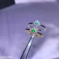 kjjeaxcmy boutique jewelry 925 sterling silver inlaid natural emerald female ring support detection beautiful jewelry