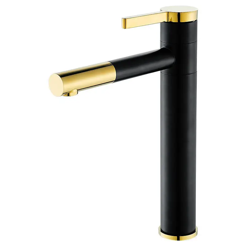 

New Design Brass 360 Rotating Faucet Black+gold Plated Handle Bathroom fashion Washbasin Basin Mixer Tap F-0069