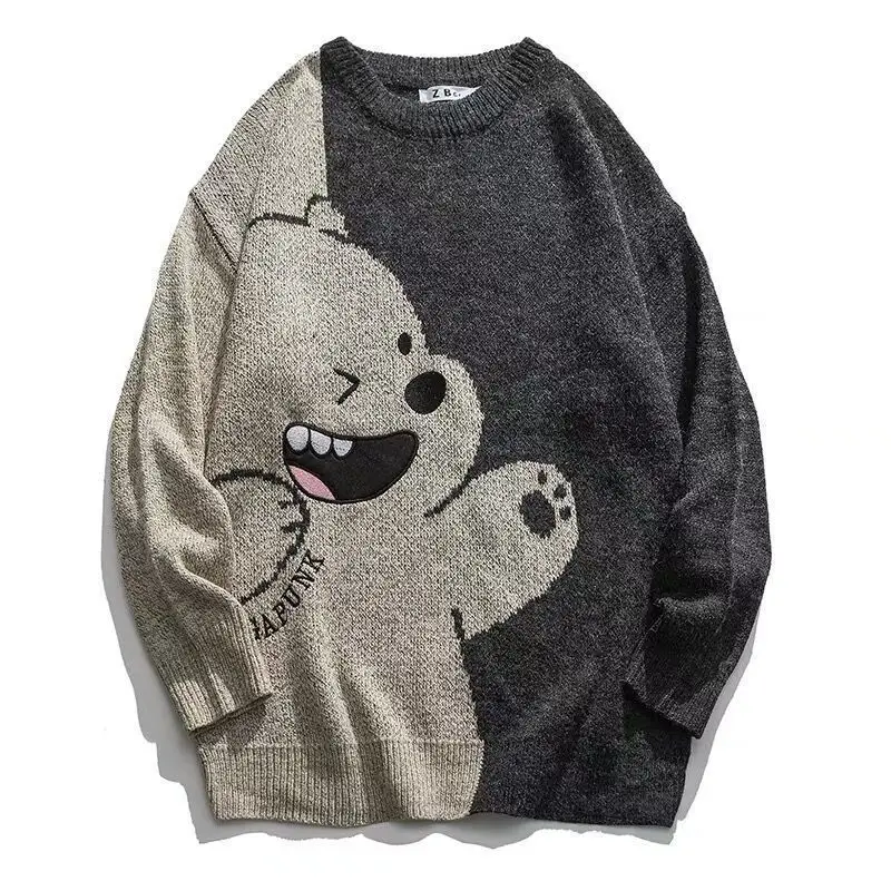 Мужской свитер с круглым вырезом медведем мужской повседневный осенне-зимний