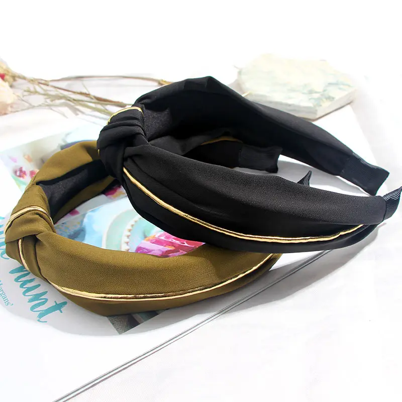 Женский однотонный обруч для волос JJFOUCS ободок с золотистым ободком в Корейском