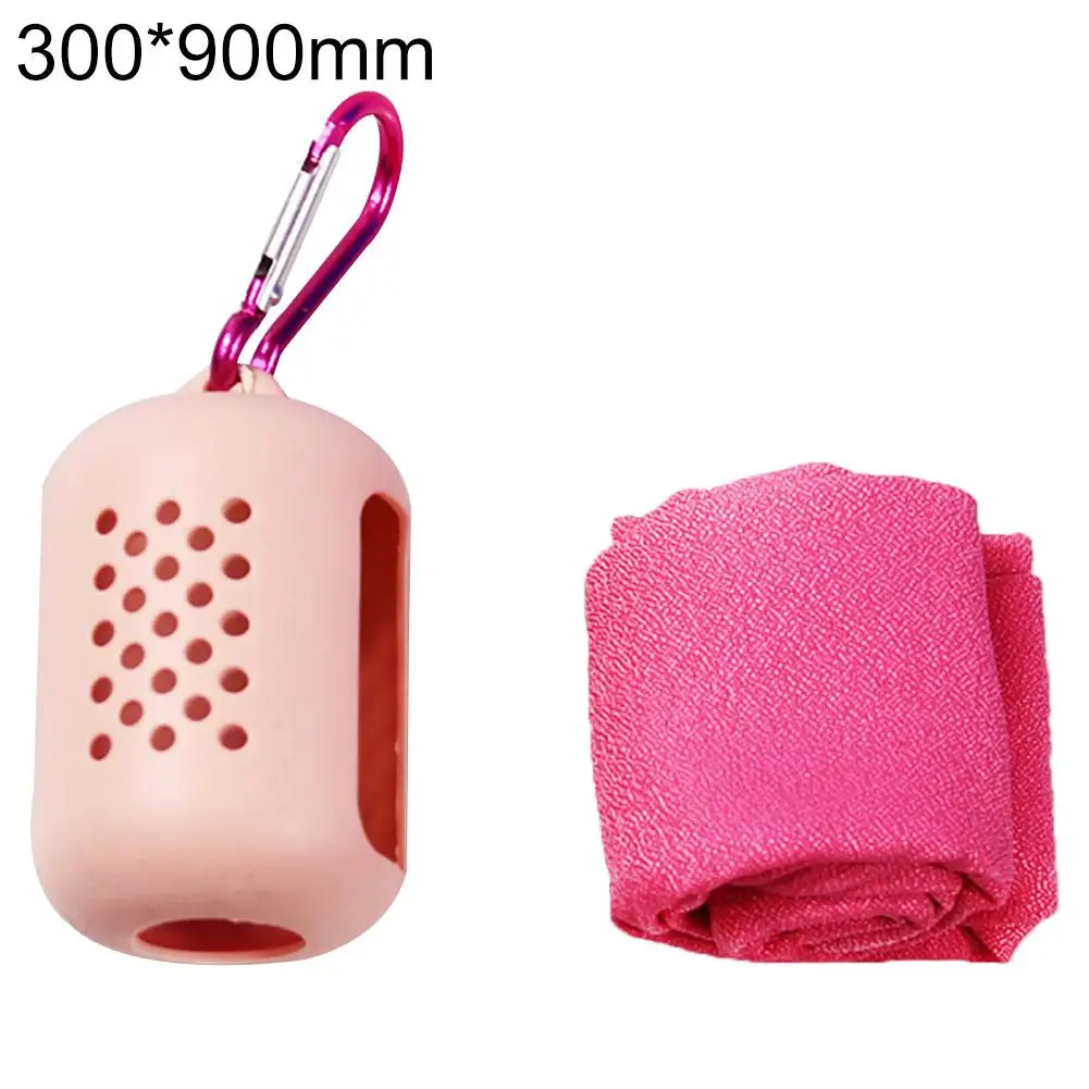 

Portable Outdoor Quick-Dry Sweat Absorbent Cool Fitness Running Sports Towel Yoga Gym Pilates Running Travel Towel Silicone Bag