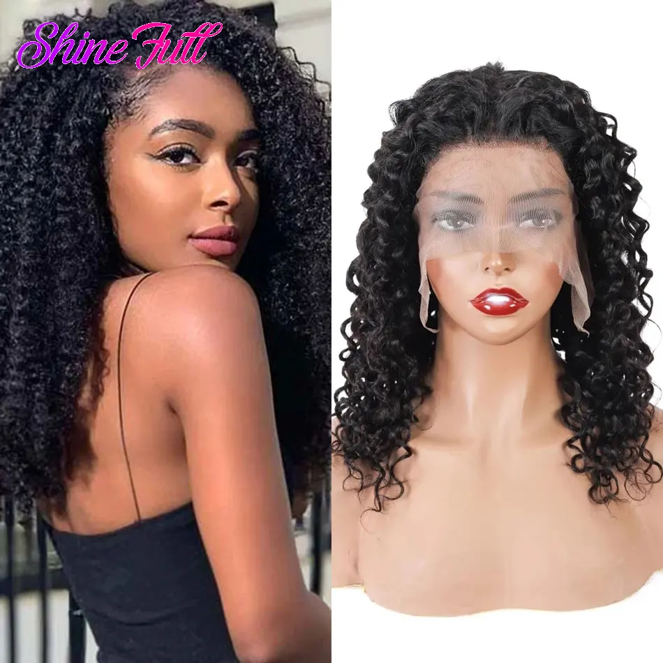 Парик ShineFull из бразильских кудрявых волос 150% 4 на 4, женский парик на сетке естественного цвета