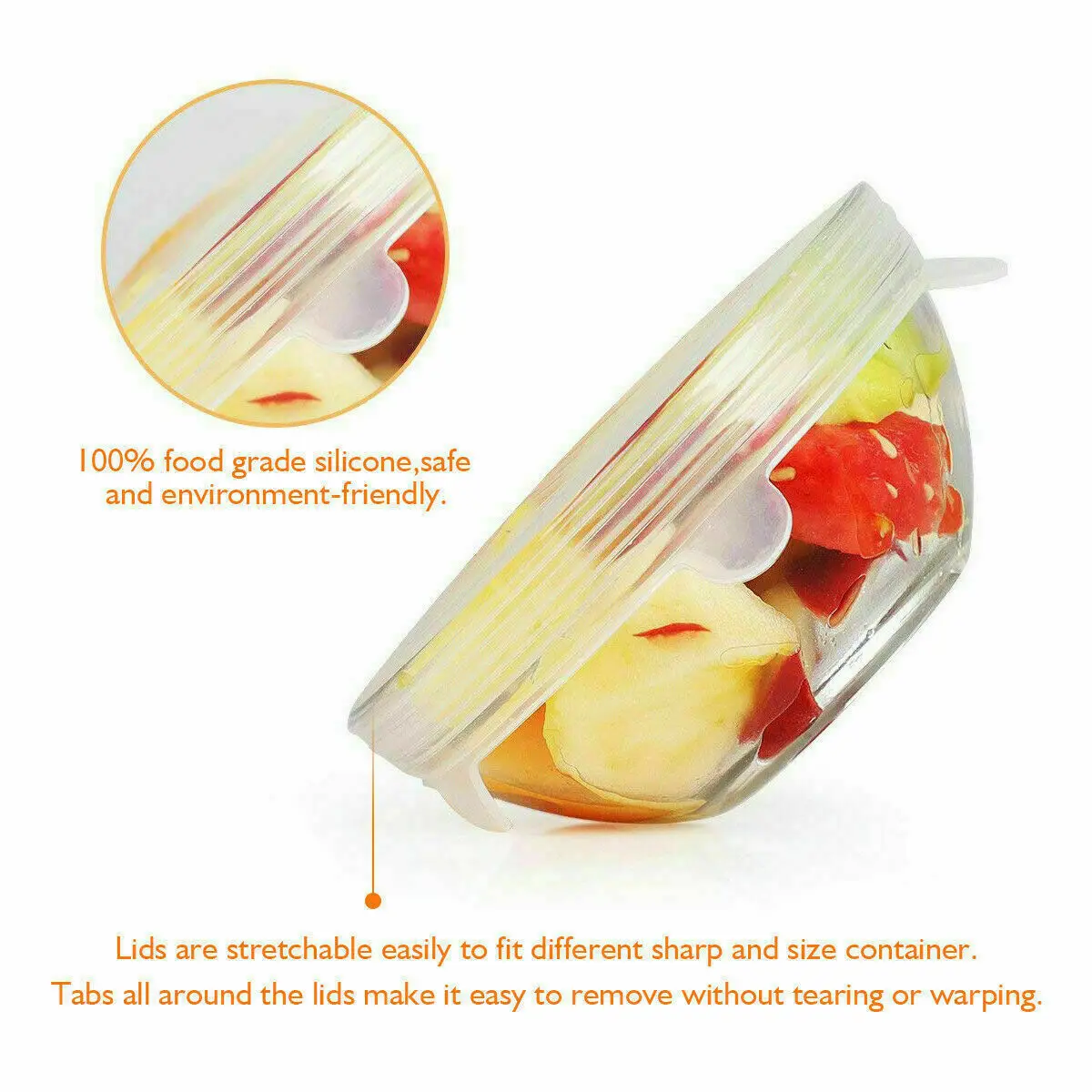 

6/12pcs Silicone Stretch Lids Universal Silicone Food Wrap Bowl Pot Lid Silicone Cover Pan Cooking Kitchen Accessories