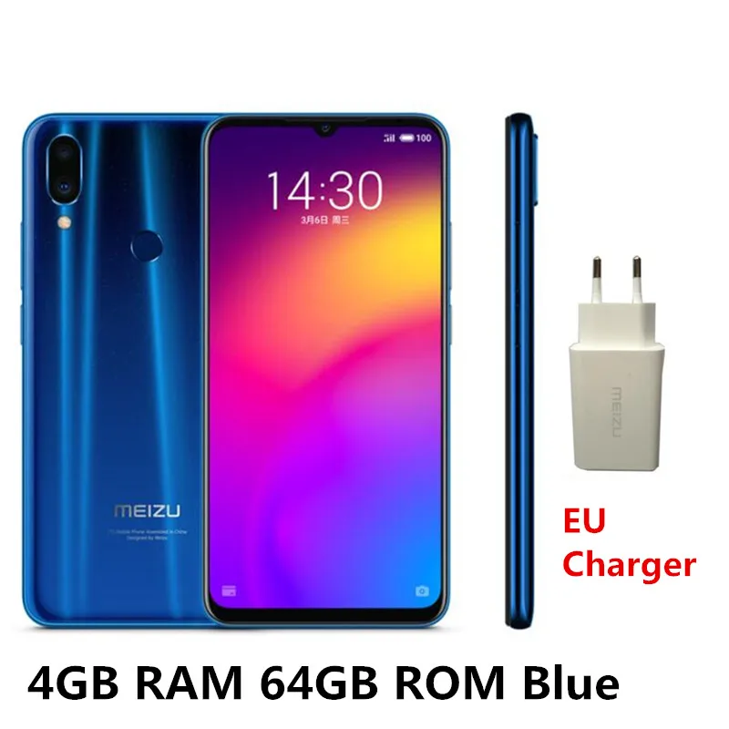 Blue Global Version Глобальная версия Meizu Note 9, 4 Гб ОЗУ, 64 Гб ПЗУ, Смартфон Snapdragon 675, 6,2 дюйма, HD, полный экран, двойная настоящая камера - Цвет: Blue Global Version