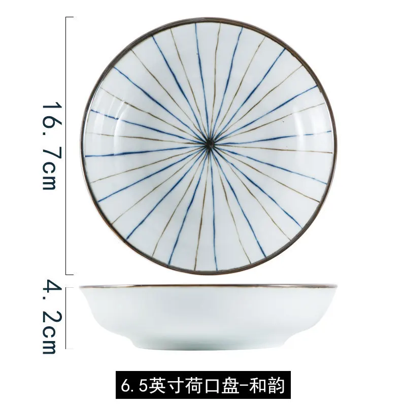 Фарфоровая тарелка домашняя обеденная ручной подглазурная роспись цветная для