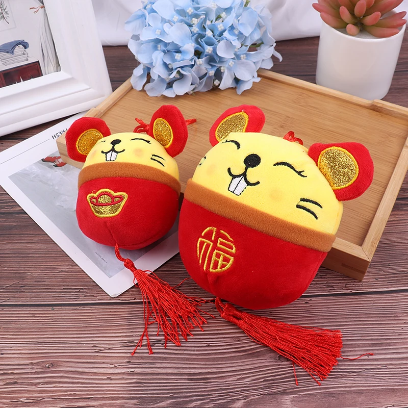 2020 год талисман крысы плюшевая игрушка красный китайский узел подвеска мышь