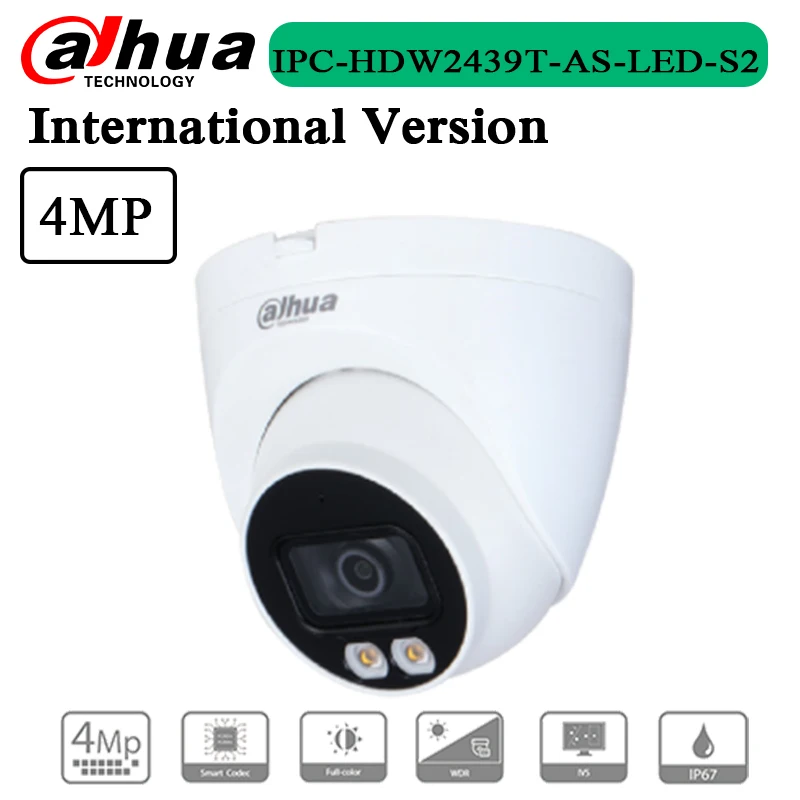 

Бесплатная доставка 4MP Lite полноцветные с фиксированным фокусным расстоянием глазного яблока сети Камера IPC-HDW2439T-AS-LED-S2
