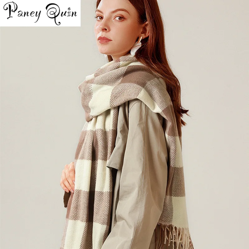 

2021 Autumn and Winter New Simple Scarf Women Warm Shawl Scarf Imitation Cashmere Warm Knitted Bib Women Scarf Women Luxury