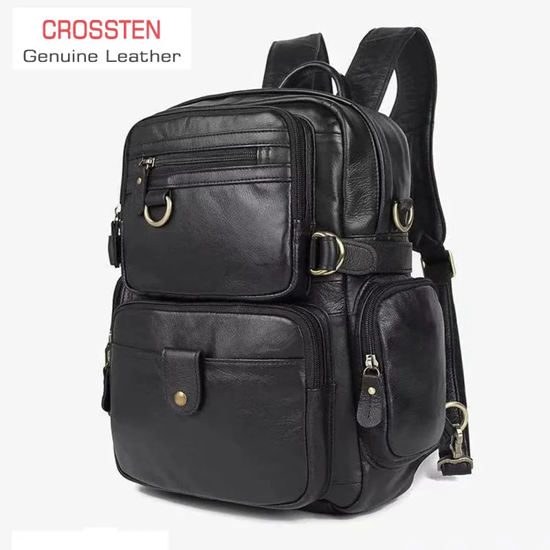 Crossten 3 в 1 100% натуральная кожа 14 дюймов ноутбук рюкзак выбранные Роскошные теплые