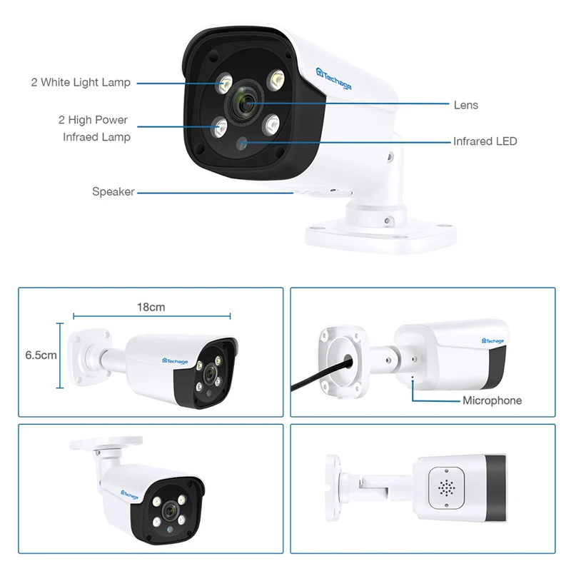 Techage H.265 8CH 5MP POE NVR комплект CCTV система двухсторонняя аудио AI IP камера ИК наружная