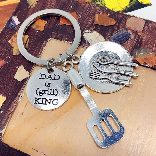 Горячие Ретро столовые приборы Лопата папа гриль король буквенный ярлык Шарм