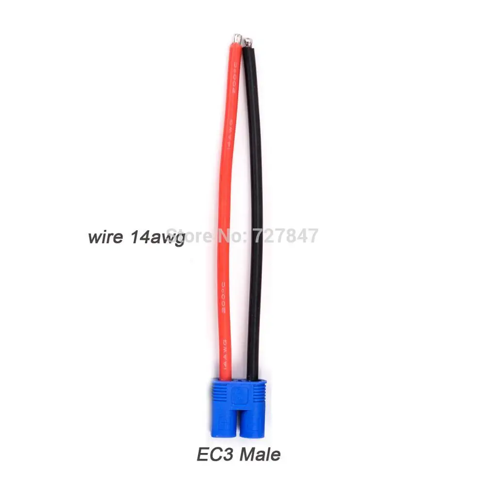 1 x EC3 Male 14awg XT90 XT60 XT30 EC5 EC3 EC2 T разъем мужской/женский разъем силиконовый провод 12/14/16AWG RC кабель батареи 90 мм/100 мм - Цвет: 1 x EC3 Male 14awg