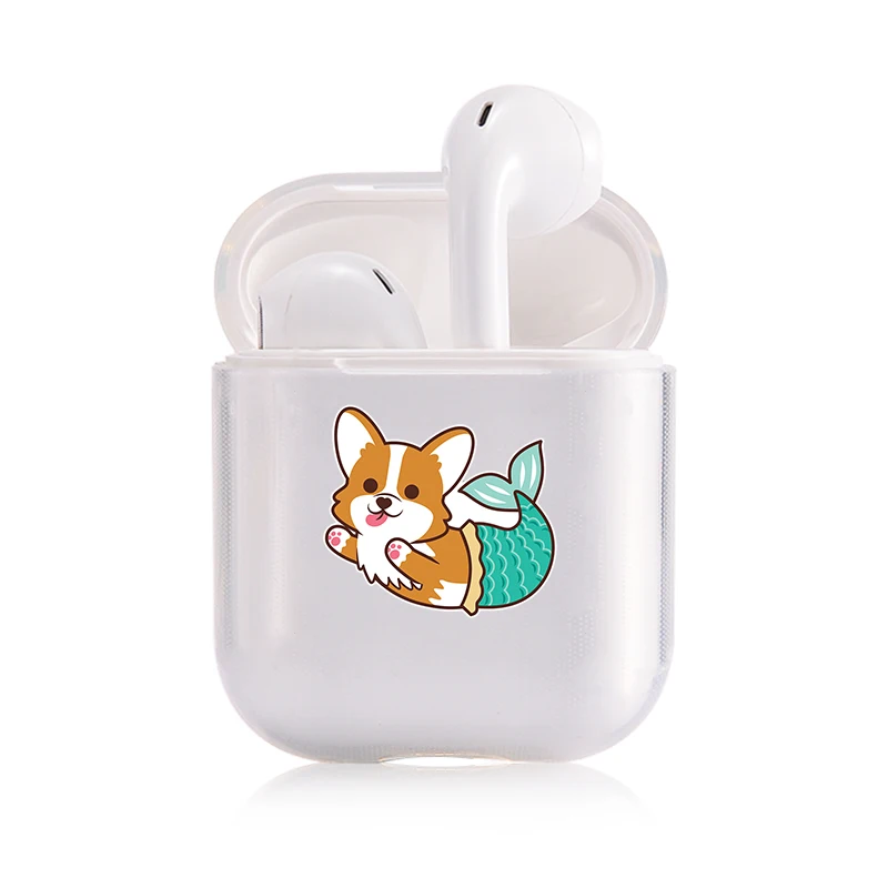Жесткий прозрачный чехол для наушников Apple airpods 1 чехол Роскошные домашние животные собака корги прозрачный Air Pods чехол для Airpods 2 защитный чехол