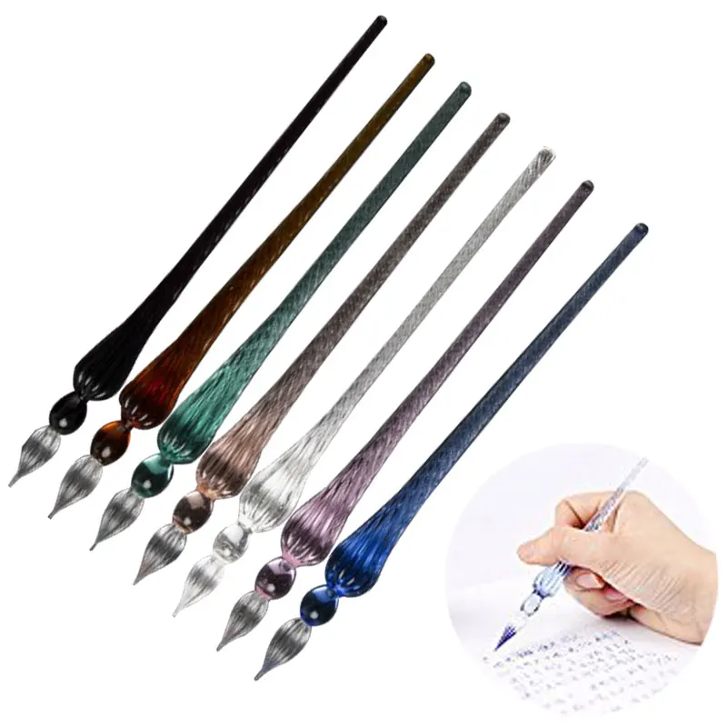 Стеклянная Ручка для капельного фонтана винтажная погружения фирменная ручка