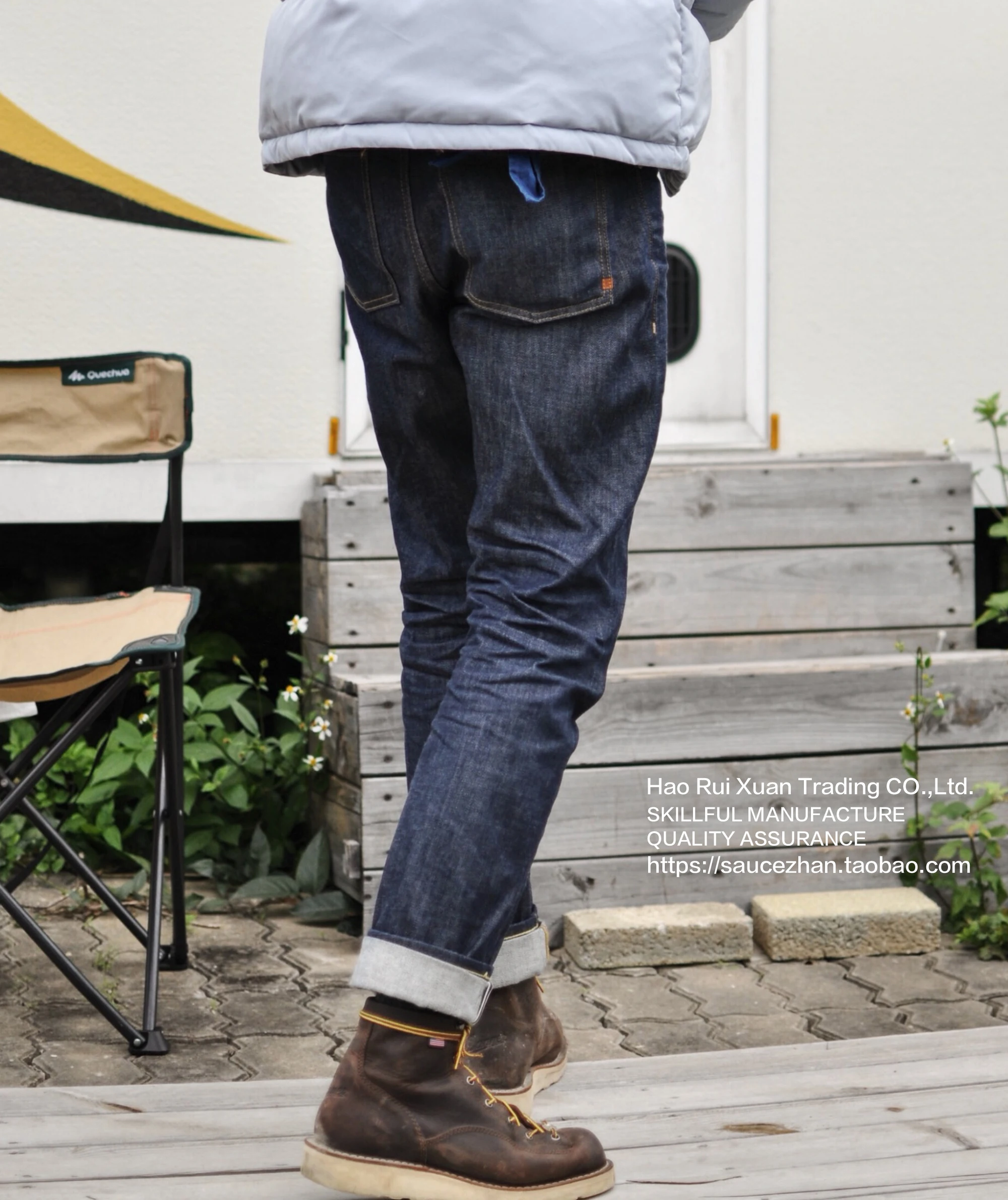 SauceZhan 315xx-см американский белый дуб конус мельницы деним Selvedge джинсы Индиго сырой деним американский Синий джинсы мужские джинсы - Цвет: Navy blue