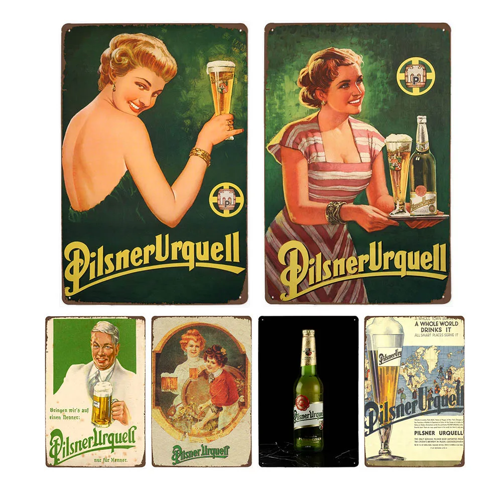 Настенный металлический плакат Pilsner Urquell подпись Бельгия украшение пива для бара