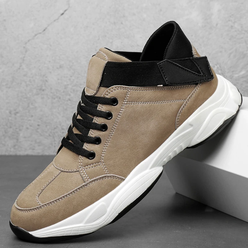 Кроссовки мужские из натуральной кожи дышащие удобные модная обувь 2019 |