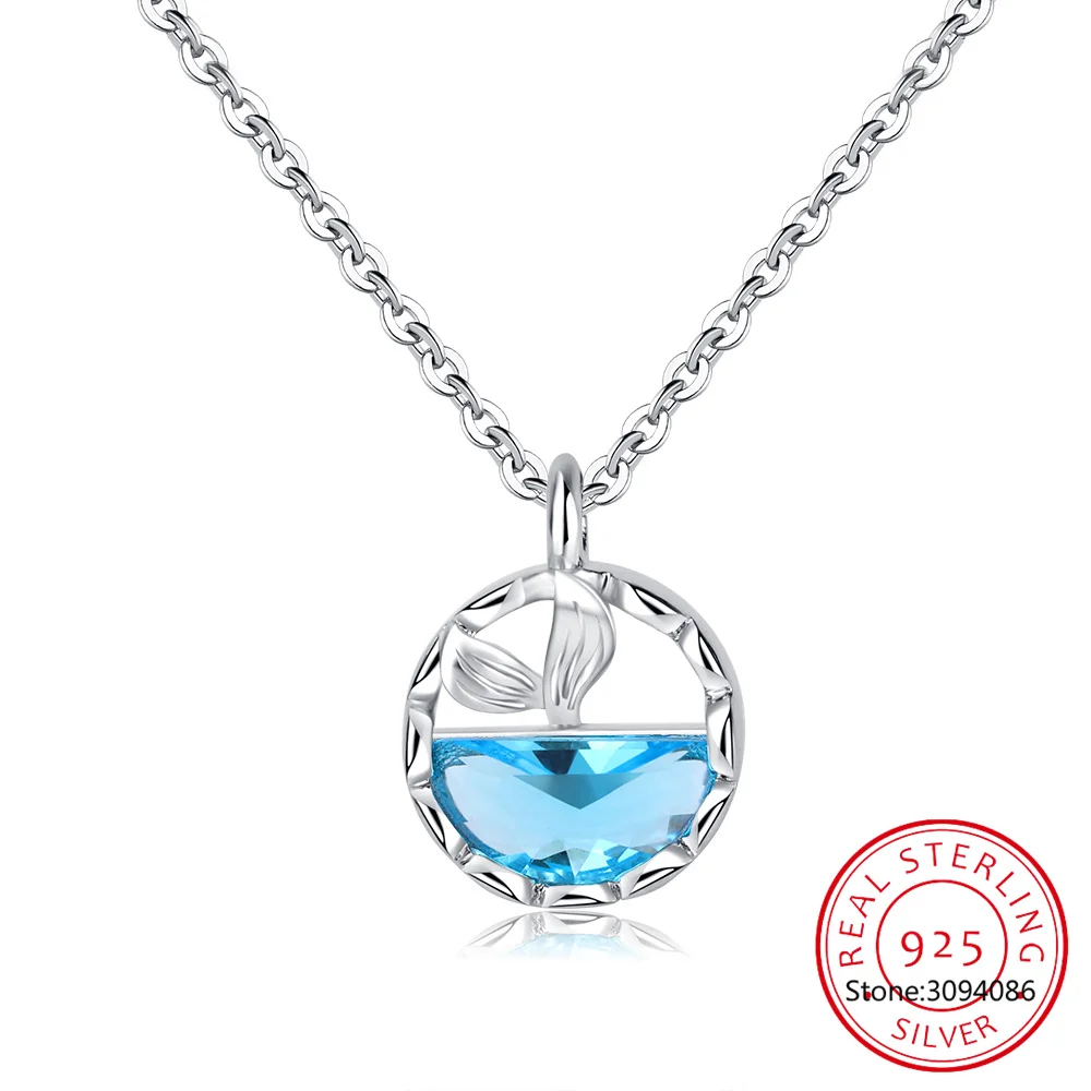 Цепочка женская из стерлингового серебра 925 пробы с голубым кристаллом |