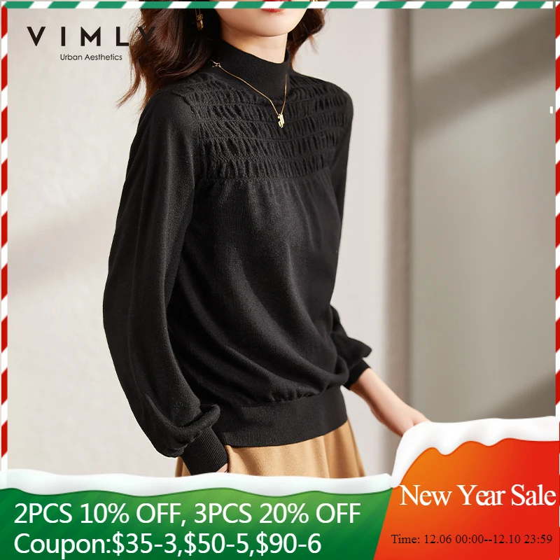 

Vimly Winter Sweater for Women 2021 New Autumn Fashion Puff Sleeve Pullover Loose Sweaters Vintage Female Knitted Tops F9255