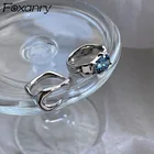 FOXANRY 925 отметка кольца оригинальной формы Новые Модные Элегантные Очаровательные винтажные парные милые сверкающие синие циркониевые ювелирные изделия для вечеринки