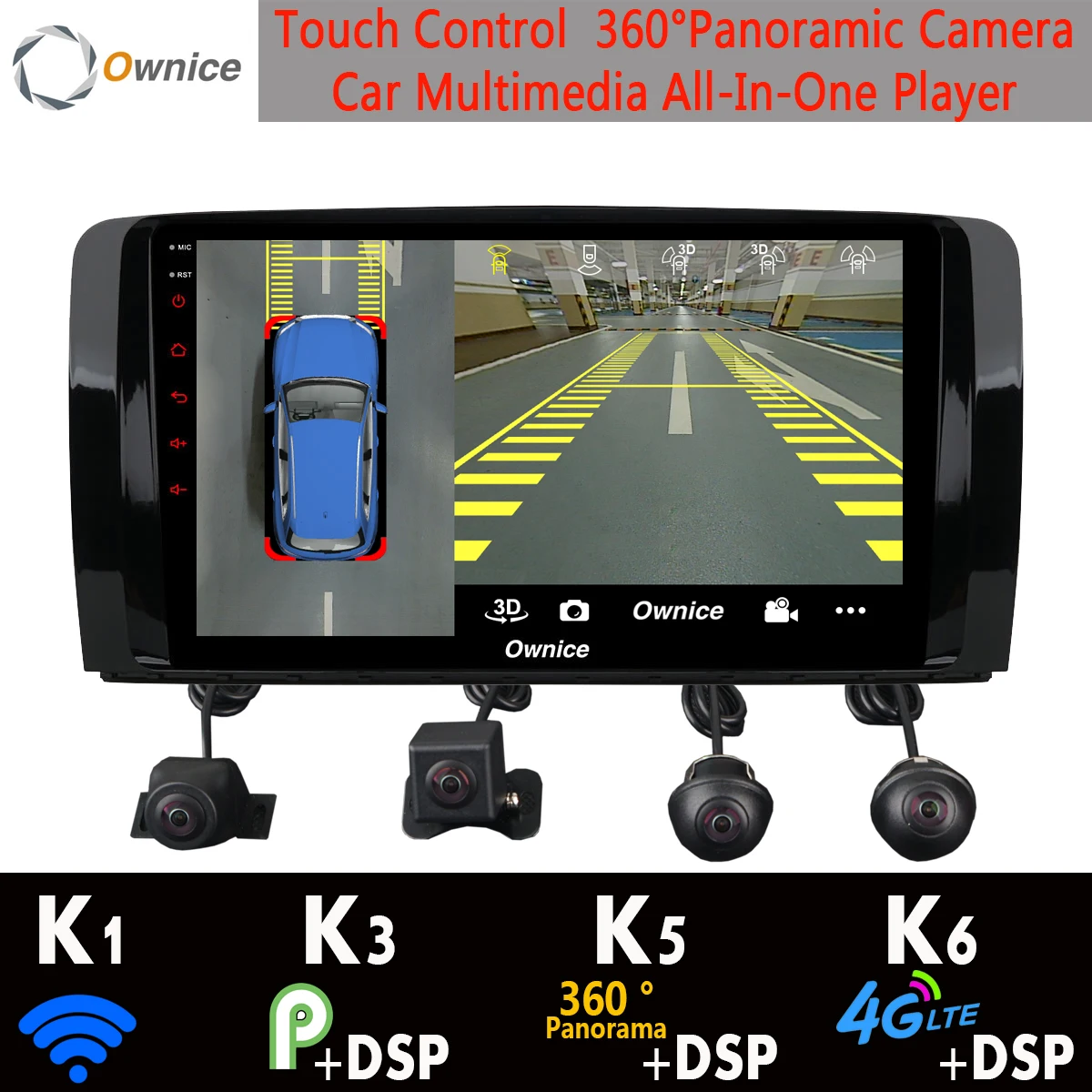 1din 360 ° 4 ×камера 4G SIM Android 9.0 + 64G GPS радио CarPlay SPDIF DSP автомобильный мультимедийный