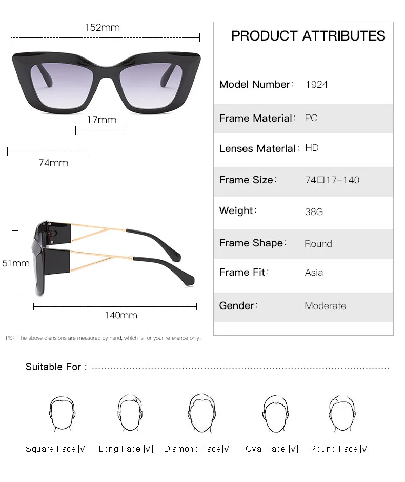 

Cross-border new big frame cat eye sunglasses decorative sunglasses female European and American personality street shooting