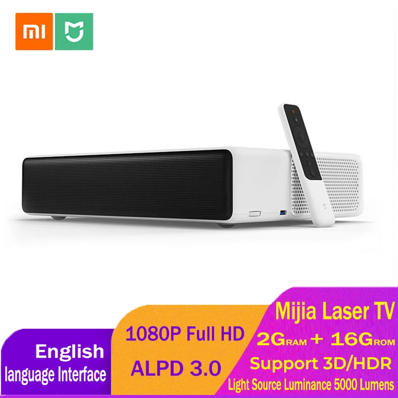 Xiaomi Mijia Laser Projection TV 150 Inches 5000 Lumens 1080 Full HD 4K 2GB DDR3 16GB eMMC Home Theater Projector Support 3D HDR |