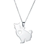 new arrival stainless steel cute love heart cat pendant necklaces long chain fashion women girl lovers necklace jewelry gift