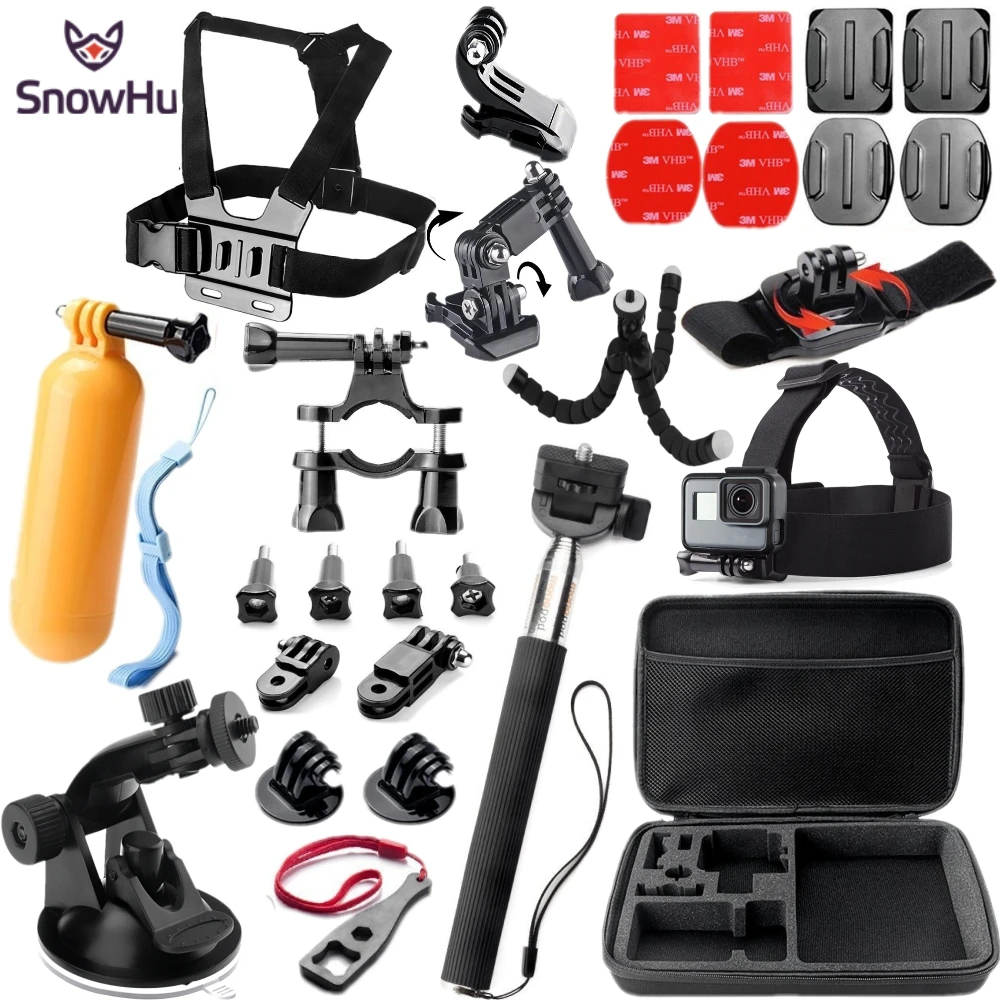 Аксессуары SnowHu для Gopro Набор selfie stick GoPro Hero 9 8 7 6 5 4 экшн камера Eken h8r камеры yi 4K EVA