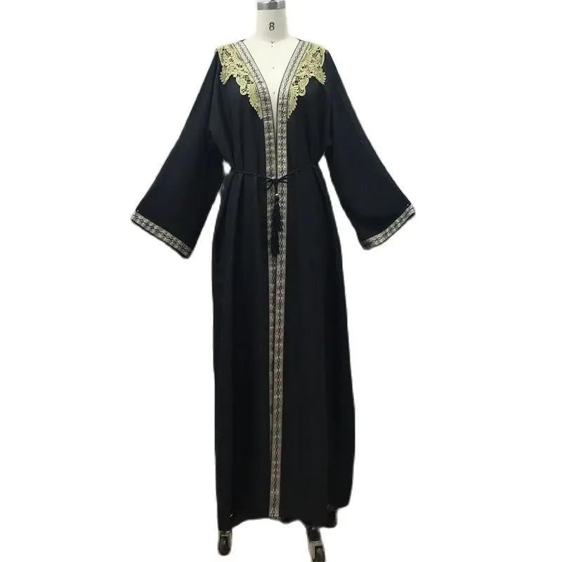F910Arabic abaya Dubai turban 2021 long sleeved abaya Moroccan Arabic Islamic dress kimono Djellaba Muslim women