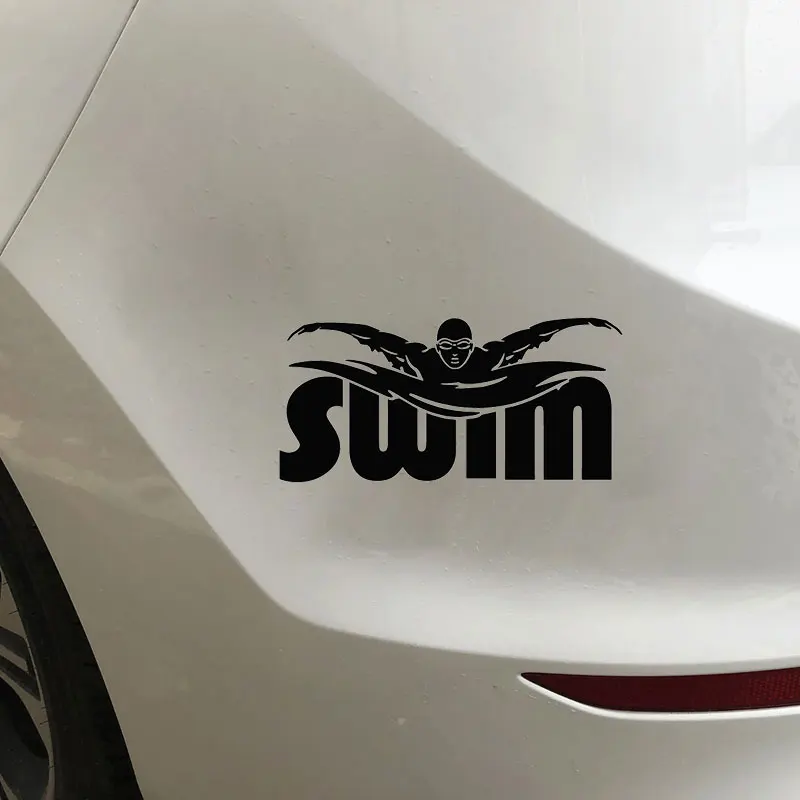 YJZT 16CM*7.7CM Swim Player Athletic Sport Creative Car Styling Vinyl Sticker Black/Silver C31-0162 | Автомобили и мотоциклы