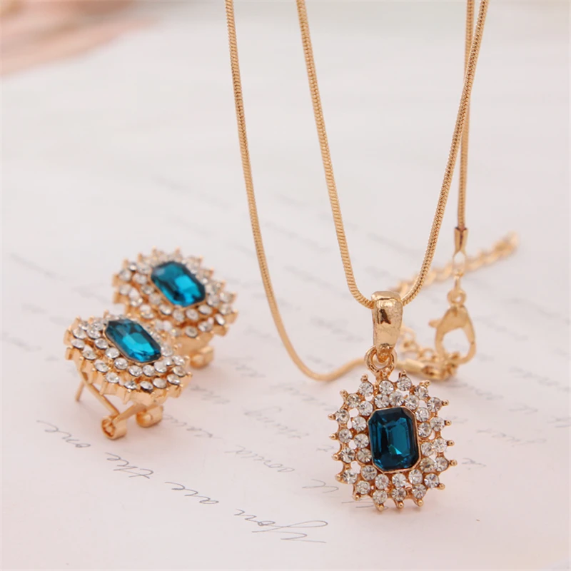 Комплект из колье и серёг австрийского хрусталя|rhinestone jewelry set|necklace earring setearrings set |