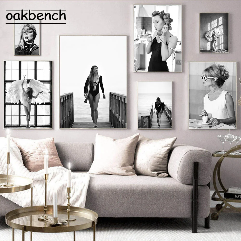 

Black And White Canvas Painting Ballet Girl Posters Modern Art Prints Fashion Poster Nordic Wall Pictures For Bedroom Home Decor