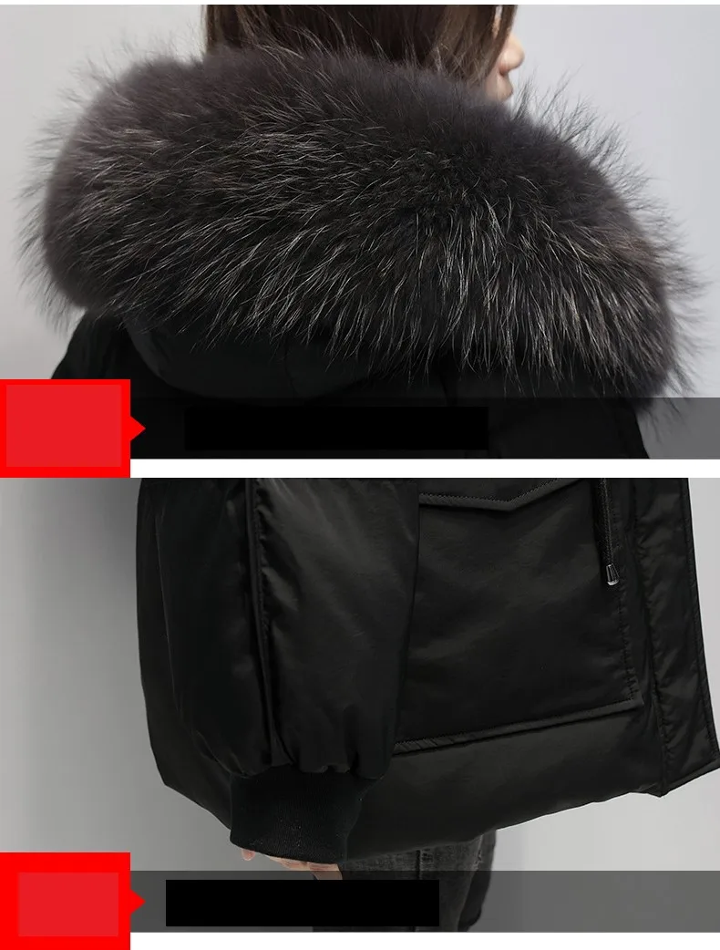 

Women Winter Parkas Female Black Artificial Fur Collar Warm Waisted Hooded Outwear