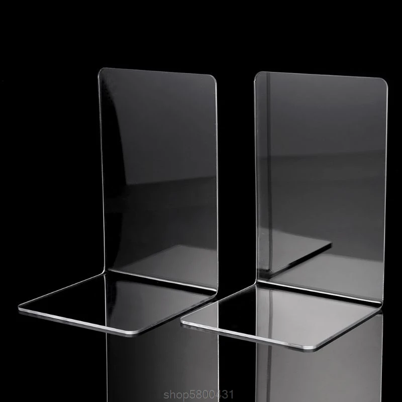 

2Pcs Clear Acrylic Bookends L-shaped Desk Organizer Desktop Book Holder School Stationery Office Supplies N16 20 Dropshipping