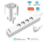 Смарт-удлинитель Tuya с поддержкой Wi-Fi, 4 USB-порта и 4 розетками переменного тока