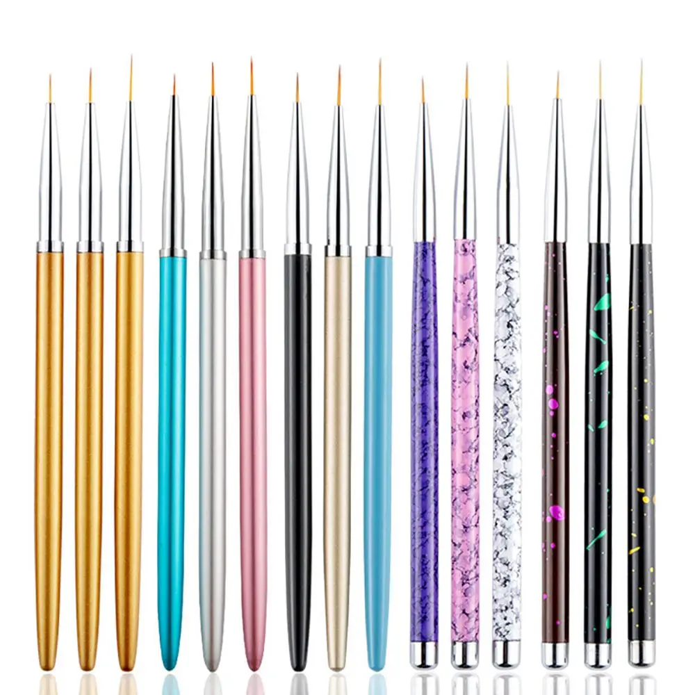 

3pcs Acrylic Colorful Nail Liner Pen Professional Manicure Pedicure Brush Soft Nail Painting Pen DIY Nail Decoration Accessories