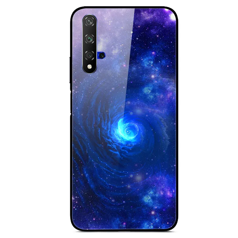 Черный зеленый Чехол для huawei Honor 20, Жесткий Чехол из закаленного стекла с принтом, чехол для huawei Honor 20 Pro Lite Honor20 YAL-L21Cover Fundas - Цвет: Черный зеленый