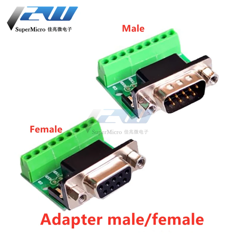 DB9 мужского и женского пола головкой переходником с винтовыми зажимами 9