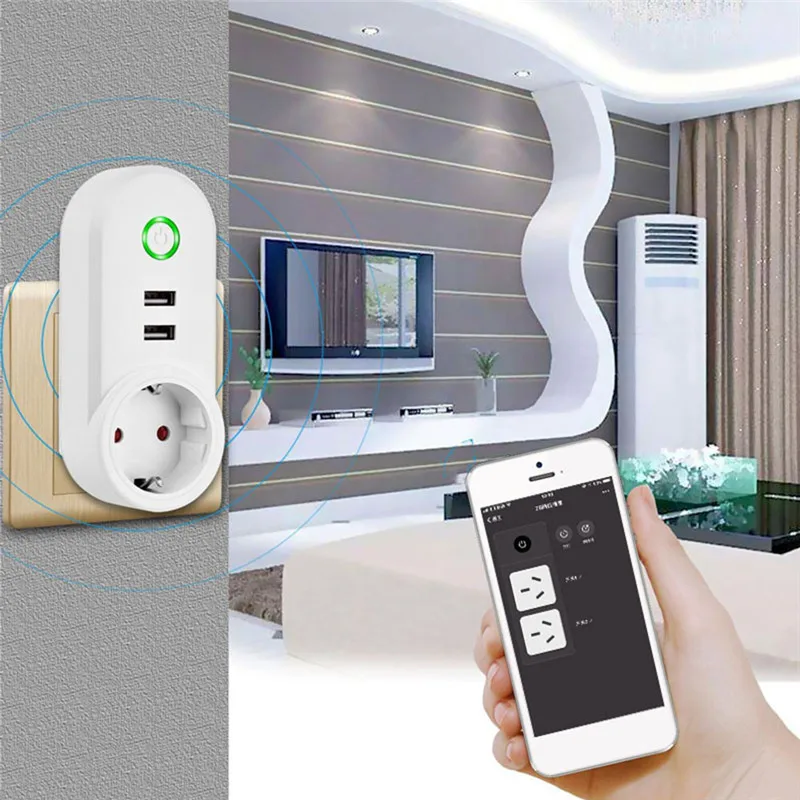 Умная розетка ZigBee с двойным USB разъемом штепсельная вилка США/ЕС голосовое