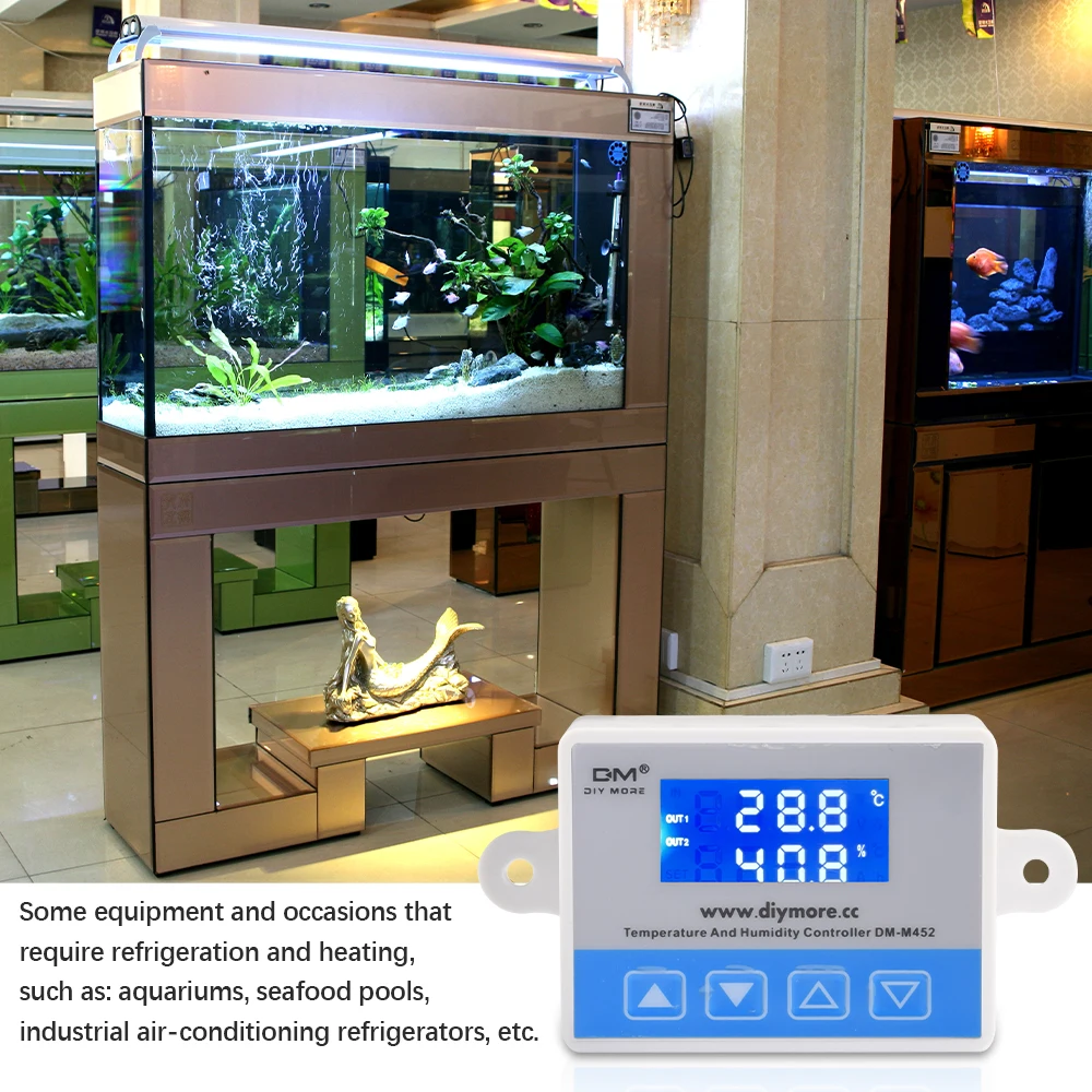 Цифровой светодиодный термостат M452 регулятор температуры и влажности 12 В