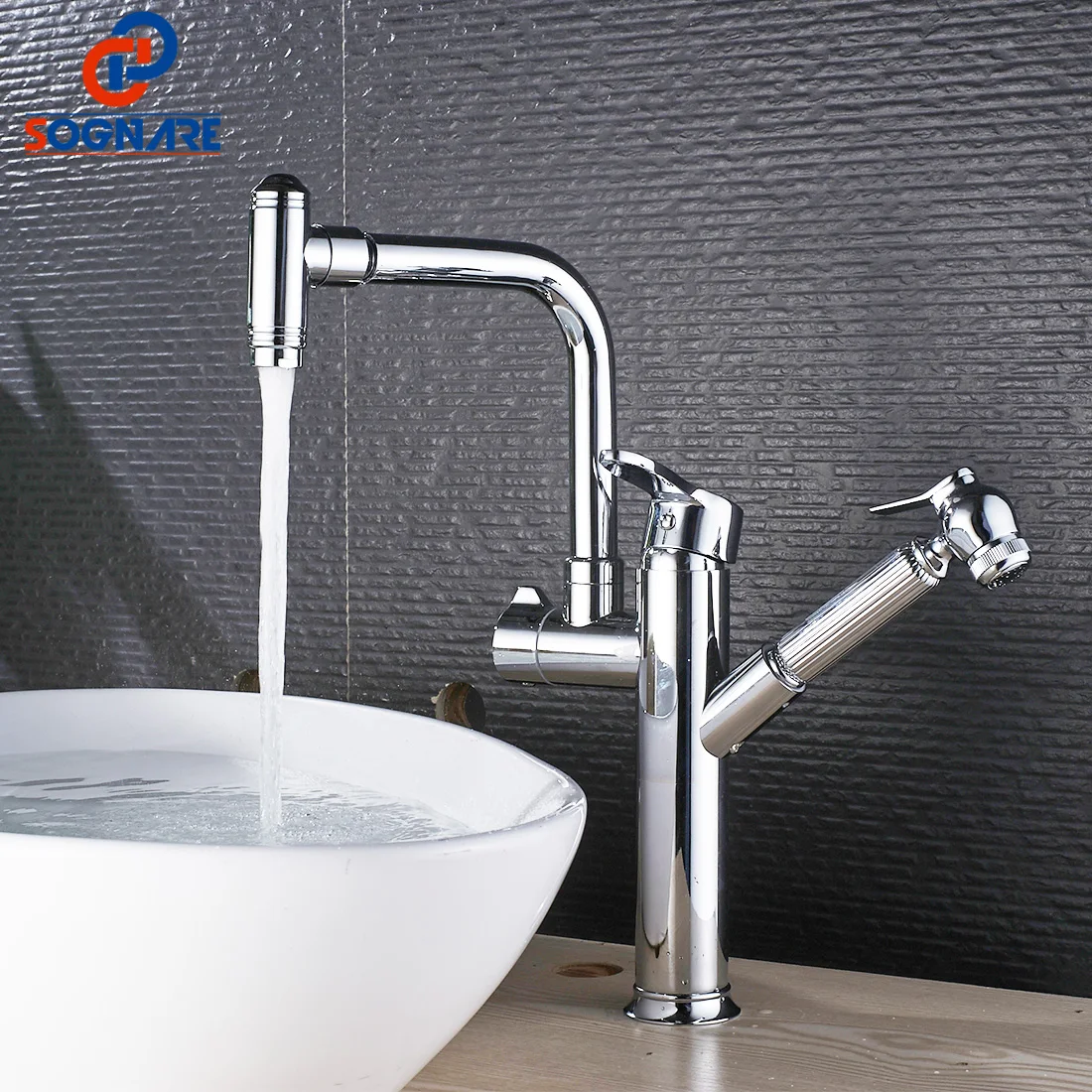 

Bathroom Basin Faucet Pull Out Swivel Spray Sink Mixer Hot And Cold Single Handle Tap Torneiras Do Banheiro Смеситель Для Ванной